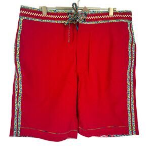 Robert Graham Men's Swim Shorts QUEEQUEG Brick Red Solid  34